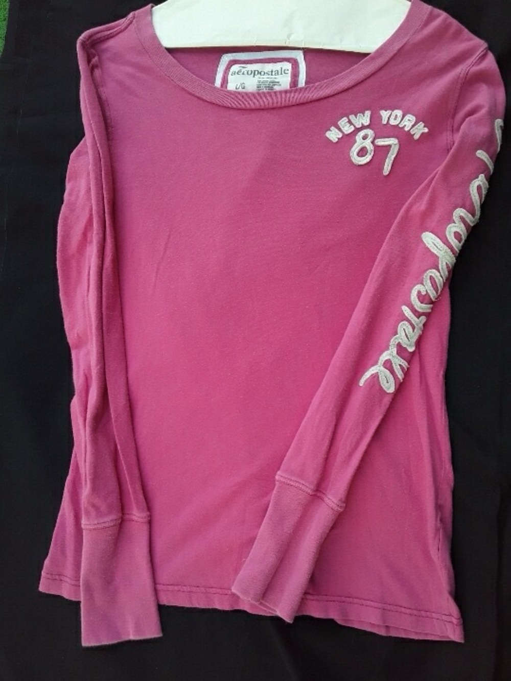 VTG Aeropostale Y2K Pink "New York 87" Graphic Long Sleeve Tee L